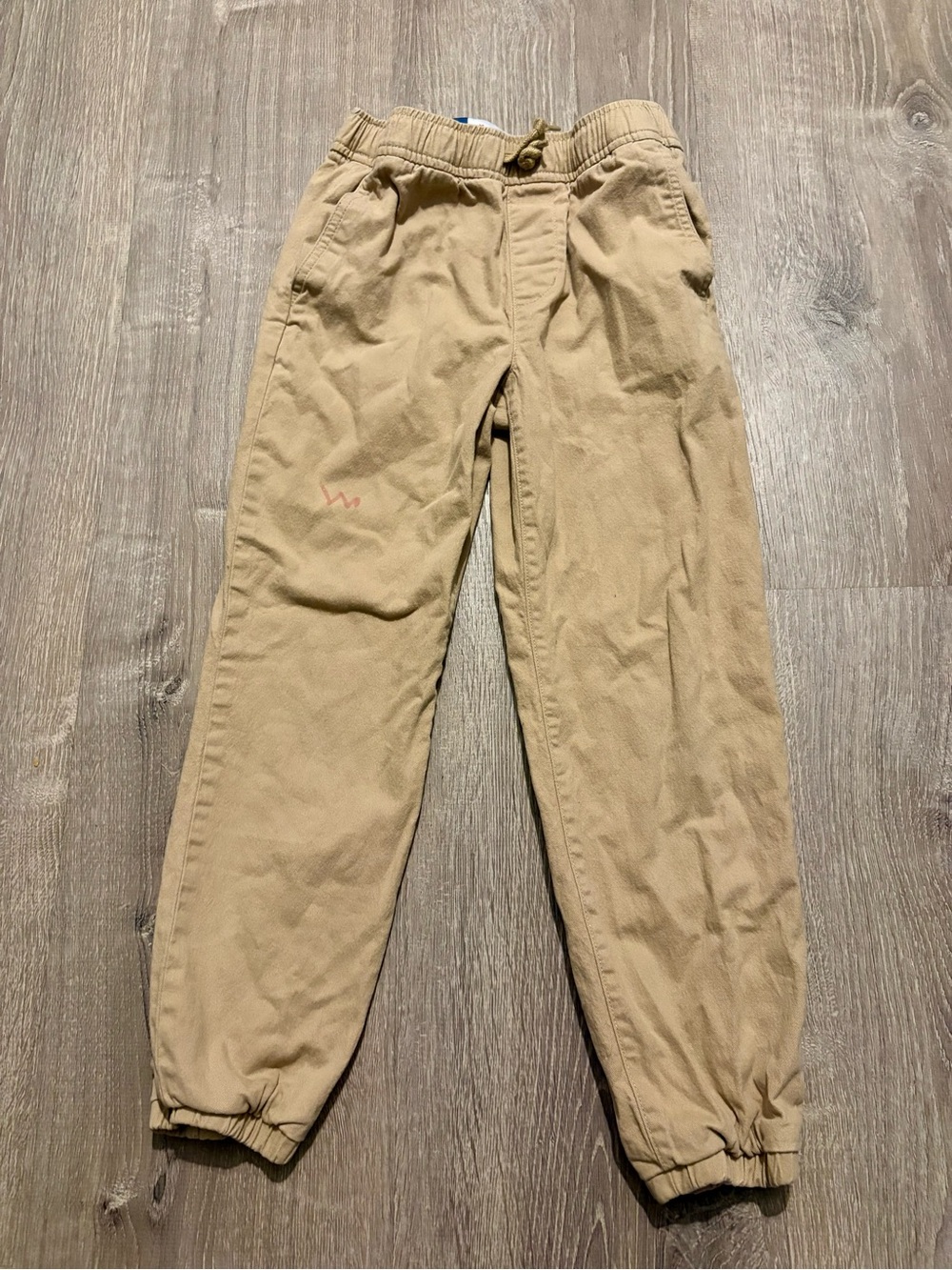 Kids Tan Drawstring Chino Jogger Pants